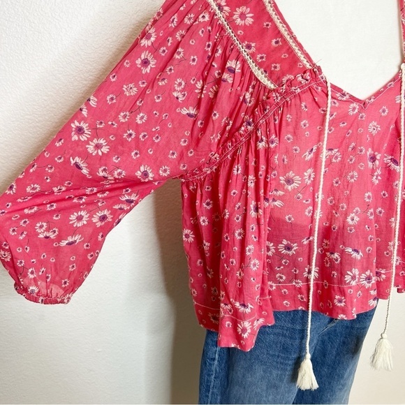 Free People Never A Dull Moment Blouse Red Floral S - Picture 4 of 9